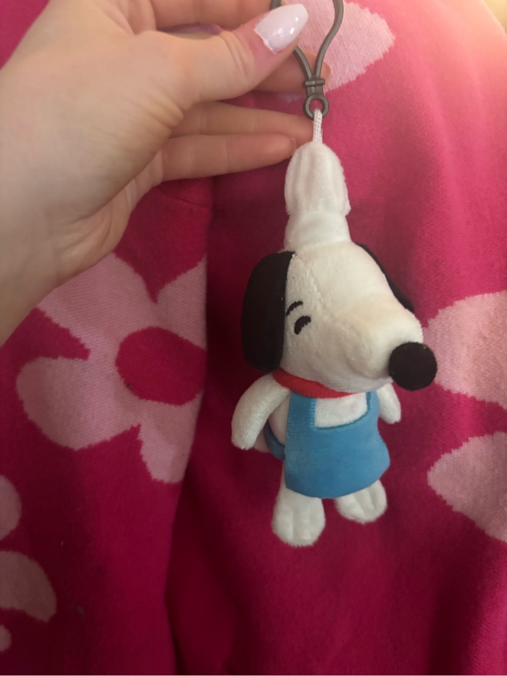 Peanuts Snoopy Plush Keychain Backpack Clip Blue Overalls Stuffed Dog Charm chef